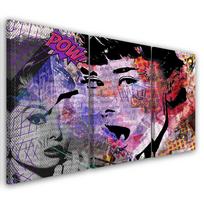 Trijų dalių paveikslas ant drobės Audrey Hepburn 60x40 rožinė