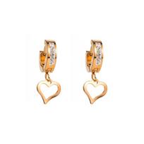 Women Simple Love Shape Drop Earrings tainless Titanium Steel Pendant Earrings Crystal Cross Gold Color Geometric Ear Ornaments OneSize beige