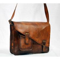 Krepšys, odinis ožkos vintage rudas nešiojamasis kompiuteris Tikras naujas Messenger vyriškas kelionių vyrams Naujas 11x15x4 ruda
