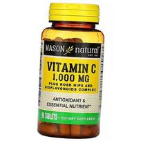 Vitaminas C su erškėtuogėmis ir bioflavonoidais, Vitamin C 1000 + Rose Hips & Bioflavonoids, Mason Natural 90 tablečių (36529007) 90tab