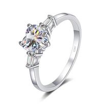 Bague Ringen 1,2CT Širdies kirpimo moissanito deimantiniai aureolės žiedai Sterlingo sidabro vestuvinė juosta Pažadas žiedas moterims jubiliejaus proga 1.2ct No.10 rožinė