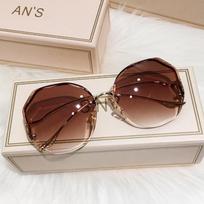 Rimless Sunglasses Women Fashion Vintage Gradient Ocean Shades Eyewear Female Metal Curved Temples Sun Glasses For Driving Uv400