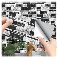 Pilkos spalvos dryžuotų plytelių lipdukas Virtuvės Backsplash Aliejui atsparus vonios kambarys Neperšlampamas namų dekoras Sienų lipdukai Peel Stick Meno tapetai 10cmX20cmX5pcs gray