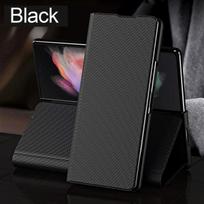 Fundas, skirtas Samsung Galaxy Z Fold 4 3 5g Case Fiber Texture Odinis atverčiamas laikiklis Plastikinis dangtelis, skirtas Samsung Z Fold 4 3 Fold4 Fold3 For Galaxy Z Fold 4 juoda