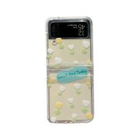 For Samsung Z Flip 4 Case Tulip Flower Transparent Fold Phone Case For Samsung Z Flip 3 Zflip4 3 5g Shockproof Hard Back Cover For Samsung Z Flip 4