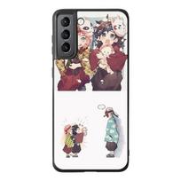 Anime telefono dėklas, skirtas Samsung Galaxy S9 S8 S10 S21 S22 S20 Plus S21fe S10e Note 20 10plus minkštas galinis dangtelis Demon Slayer Coque Capa For Samsung Note 9 black
