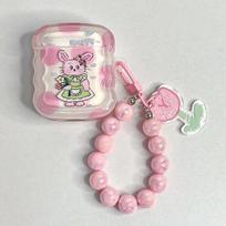 Happy Flower Tulips Pink Pearl Bracelet 3d Cute Rabbit Earphone Case For Apple Airpods 1 3 Pro 2 2nd Cartoon Wavy Shockproof Box For Airpods 3 (2021) gray