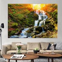 Ruduo Kalnai Krioklys Uolos Lapai Peizažas Drobė Tapyba Plakatai ir spaudiniai Sienos Menas Nuotraukos Namų dekoras Be rėmelio 21cm×30cm NoFrame black