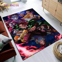 „Demon Slayer Rug Japan“ animacinių filmų komiksas Kvadratas Didelis kilimas Miegamojo durų kilimėlis Biuro kompiuterio kėdės zona Pagalvėlė Svetainės kilimas 40 cm x 60 cm