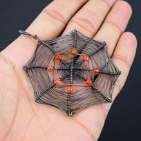 Spider Web Shaped Honey Topaz Gemstone Pure Copper Wire Wrapped Handmade Pendant Jewelry 3.23 Inches oranžinė