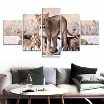 Šiuolaikinės nuotraukos Liūtas ir jaunikliai Paveikslėlio drobė Tapyba Sienų Menas Namų dekoras Sienų apdaila HD spaudiniai Plakatas 20x35cm*2  20x45cm*2  20x55cm*1