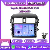 Skirta Toyota Corolla E140 E150 2006-2013 Su mygtuko rankenėle Android Car Radio Multimedia Player Navigacija Stereo GPS 2 Din Carplay 2+32GB 2+32GB black