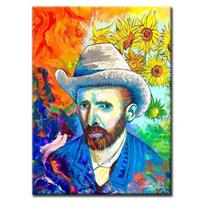 Van Gogh with Sunflower Oil Paintings Print on Canvas Abstract Colorful Artwork Wall Decorative Pictures Modern Home Room Decor 21*30cm blue