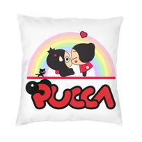 Modernus juokingas meilės Pucca ir Garu pagalvės užvalkalas sofai Poliesteris TV animacija Anime pagalvės užvalkalas svetainės pagalvės užvalkalas 30x30cm 12x12in black