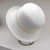Designer elegant pearl rims fisherman hat fashion socialite retro straw hat summer sun block fisherman hat 56-58CM balta