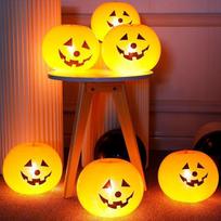 5 vnt. LED apšviestas balionas latekso moliūgų balionai Helovino vakarėlio dekoracijos namams Helovino moliūgų dekoras lauke, viduje 5pcs/set yellow