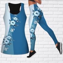 Peach Blossom Print jogos apranga moterims Madinga treniruotė Antblauzdžiai Fitnesas Sportas Kasdieninės jogos kelnės 7XL mėlyna