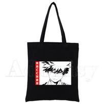 Mha Boku No Hero Harajuku Fashion Shopping Black Bags Canvas Tote Bag Mom Reusable Cloth Bag Handbag Shoulder Bags 24*26cm