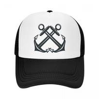 Nautical Anchor Trucker Hat for Unisex Women Personalized Adjustable Adult Sailor Adventure Baseball Cap Hip Hop Snapback Caps one size white