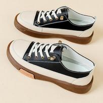 Tide Brand Women's Thick Bottom Skateboard Shoes Students Girl's Walking Casual Leather Shoes Height Increasing Platform Footwear 35 juoda