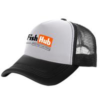 Fish Hub Trucker Cap Unisex Funny Fishing Hat Baseball Cap Cool Summer Unisex Mesh Net Caps MZ-499 gray