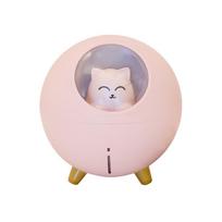 220ml Air Humidifier Lovely Pet Planet Cat Ultrasonic Cool Mist Aroma Air Oil Diffuser Romantic Color Led Lamp Usb Humidificador USB-Pink