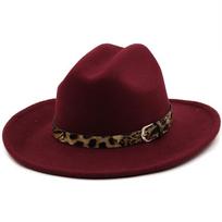 Nemokamas pristatymas Leopardo diržas Fedora skrybėlė moteriška plataus krašto vienspalvė džiazo cilindrinė kepurė rudens ir žiemos nauja Panamos skrybėlė džentelmeniška kepurė 56-58CM black