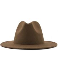 Women men Wool Jazz Fedora Hats Casual Men Women Pearl ribbon Brim Felt Hat white pink yellow Panama Trilby Formal Party Cap 56-58CM