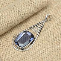 Purple Amethyst Gemstone 925 Sterling Silver Handmade Fancy Pendant Jewelry Christmas Gift 2.75 Inches violetinė