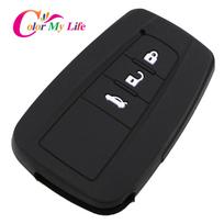 Silikoninis automobilio raktų dėklas, skirtas Toyota Prius Camry Corolla CHR C-HR RAV4 Land Cruiser Prado raktų laikiklio dangčiams 3 Buttons Black