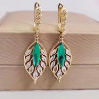 Leaf Shape Crystal Zircon Drop Earrings for Women 2023 New Fashion Gold Color Wedding Engagement Party Jewelry Accessories rožinė
