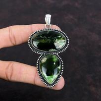 Australijos chromo chalcedono pakabukas 925 svarų sterlingų sidabro pakabukas Brangakmenis Rankų darbo papuošalas Vintažinis pakabukas Dovana moterims Boho stiliaus pakabukas black