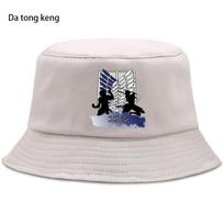 2023 m. Anime Attack on Titan Summer Hat Women Unisex Panama Bucket Cap Design Plokščias skydelis Japonija Anime Fisherman Hat One Size yellow