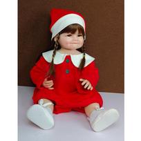 55cm Christmas Reborn Doll, All Vinyl Cute Dolls, Christmas Decoration Toy red