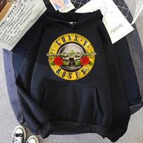 Guns N Roses kulkos logotipas džemperis su gobtuvu rudeniui žiemai unisex moteriškas šiltas flisinis džemperis su gobtuvu unisex kasdieniai gatvės drabužiai viršutiniai drabužiai L black