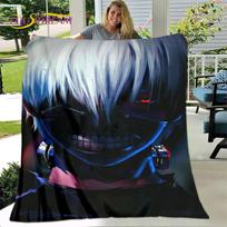 Tokyo Ghoul Japan Anime Cartoon Soft Plush Blanket,Flannel Blanket Throw Blanket for Living Room Bedroom Bed Sofa Picnic Cover 75x100cm (30x40inch)