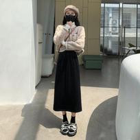 Winter Vintage Velvet Drape Fleece-lined Skirt Women Elegant Straight High Waist Skirts Female Korean Fashion Casual Warm Clothes 2024 S juoda
