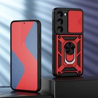 KEYSION Smūgiams atsparus dėklas, skirtas Samsung S24 Ultra 5G S23 FE 5G Slidinėjimo kameros objektyvo apsauginis žiedas telefono dangtelis, skirtas Galaxy S23 Ultra 5G for Galaxy S24 raudona