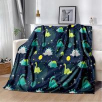 Animacinis dinozauras kosmoso mielas dinozauriukas vaikams minkštas pliušinis pledas, flanelinis pledas mesti pledą svetainei miegamajam lovai sofai vaikams 75cm x 90cm