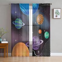 Universe Star Planet Tiulis Langų Užuolaidos Permatomos Užuolaidos Svetainės Užuolaidos Namų dekoravimui Užuolaidos 135W x 114H(cm)