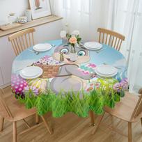 Velykų zuikio kiaušiniai dangaus pieva apvaliojo stalo užtiesalo festivalis Valgymas vandeniui atsparus staltiesės stalo užvalkalas vestuvių vakarėliui dekoruoti 4pcs 33x48 Table mat gray
