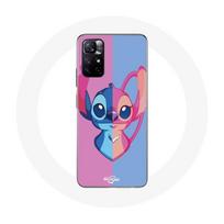 Coque pour Xiaomi Redmi Note 11s 5G Stitch et angel bleu rose rožinė