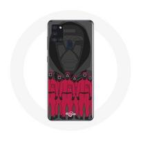 Coque Samsung Galaxy A21S Squid Game Affiche masques personnages