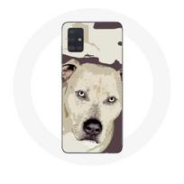 Coque Samsung Galaxy A51 Chien de Pitbull Blanc balta