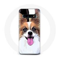 Coque pour Samsung Galaxy S10 Épagneul nain continental papillon Chiot Blanc et marron balta