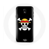 Coque pour Samsung Galaxy J7 2017 One Piece Manga Tete de Mort Fond Noir
