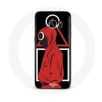 Coque pour Samsung Galaxy S6 Edge Squid Game logo symboles triangle carre cercle Fond Noir