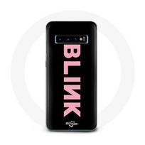 Coque pour Samsung Galaxy S10 Blink Fandom Blackpink Logo Rose Fond Noir