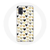 Coque pour Samsung Galaxy A51 5G Fond de texture abstraite coeurs noir jaune et gris pilka