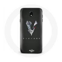 Case - Vikings - Galaxy S5 - Rigid - V Logo - Grey Sword Black Background pilka